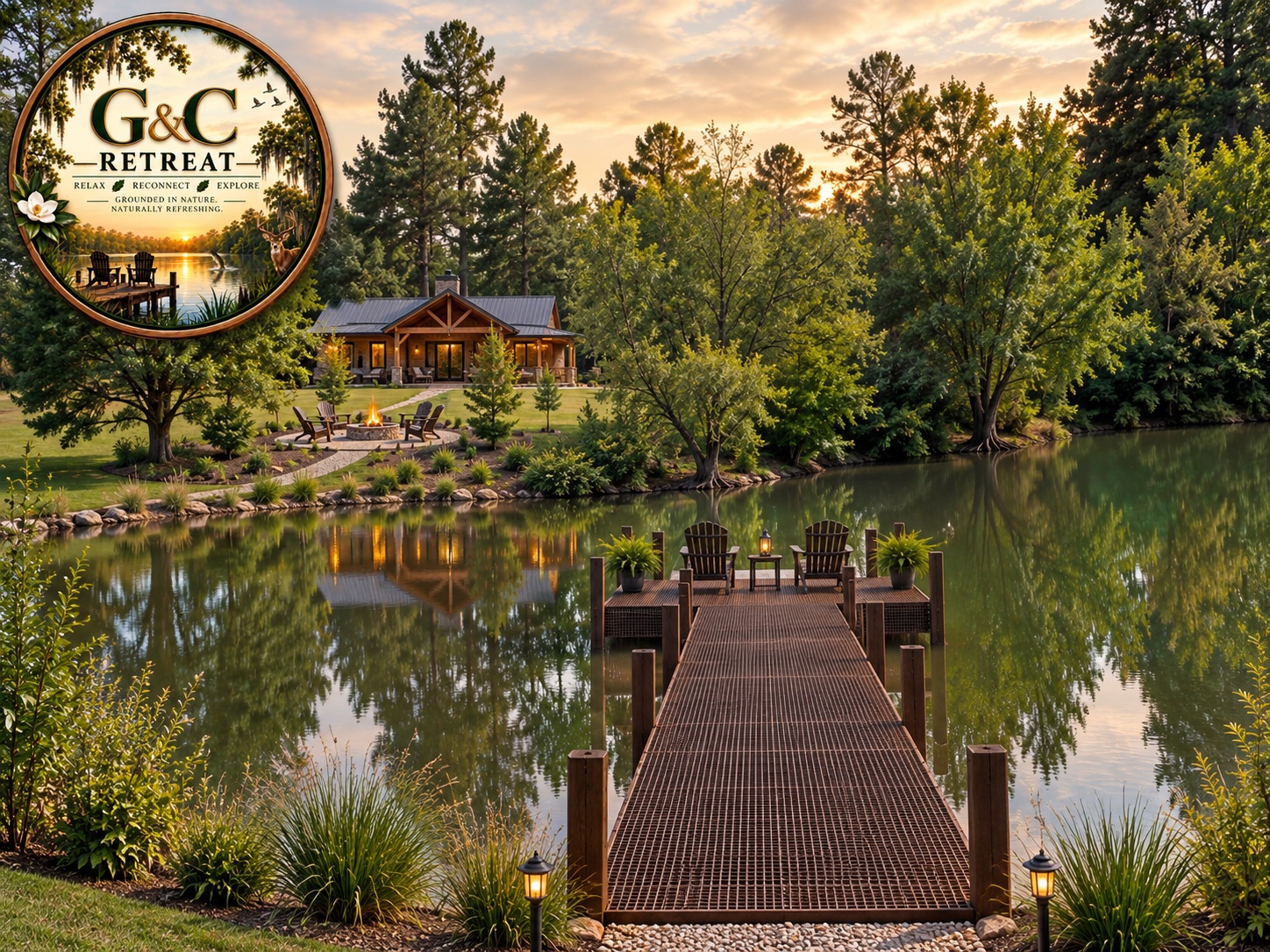 Concept visualization of G&C Retreat beside the pond